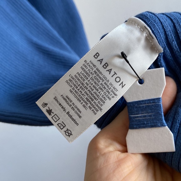 Aritzia Babaton Compose blue ribbed stretchy open back bodycon midi dress - Picture 8 of 11